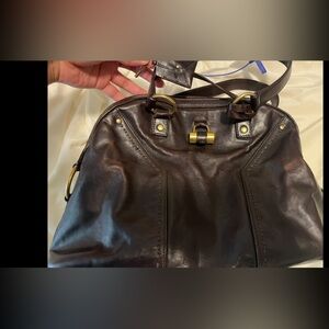 Yves Saint Laurent Dark Brown Leather Bag
